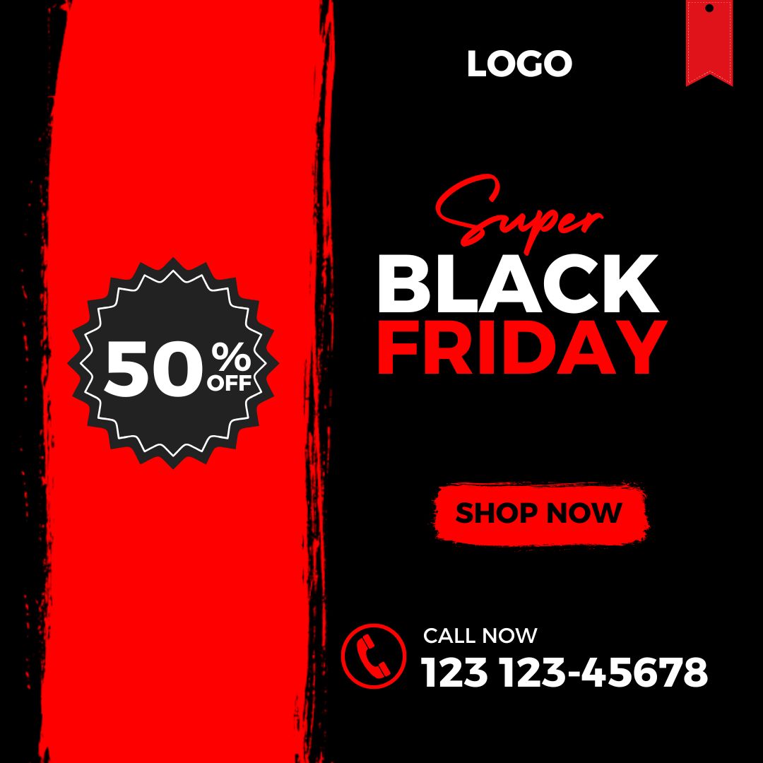 Design a 50% OFF Black Friday Ad with Ease Using This Editable Template