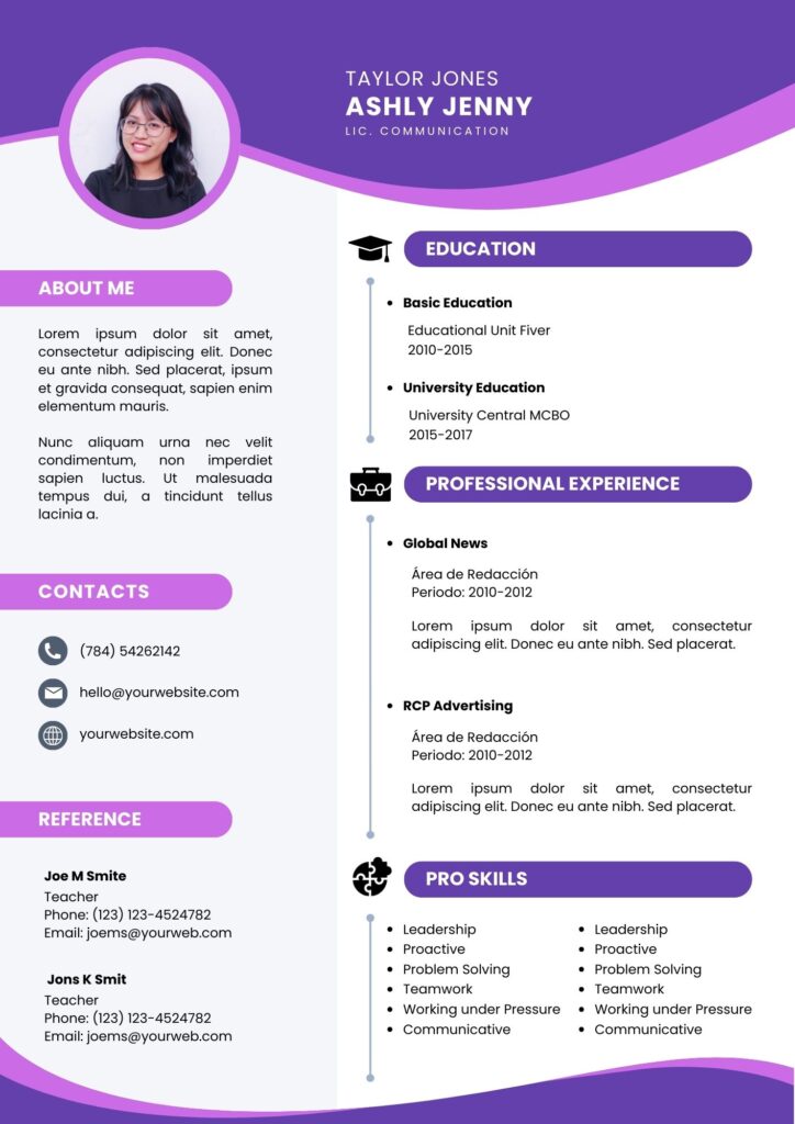 Violet CV Template Canva